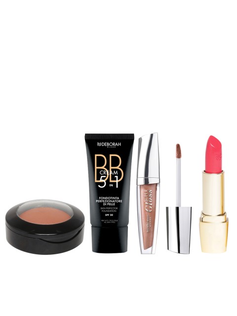

Deborah Milano Set of BB Cream, Blusher, Red Corset Lipstick & Pearly Chestnut Super Gloss