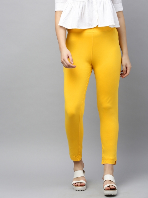 

LYRA Women Yellow Solid Regular Trousers