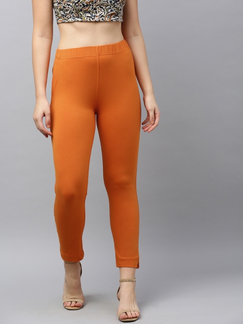 

LYRA Women Rust Orange Solid Regular Cropped Trousers