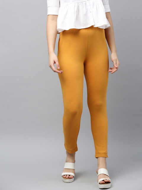 

LYRA Women Mustard Yellow Solid Regular Trousers