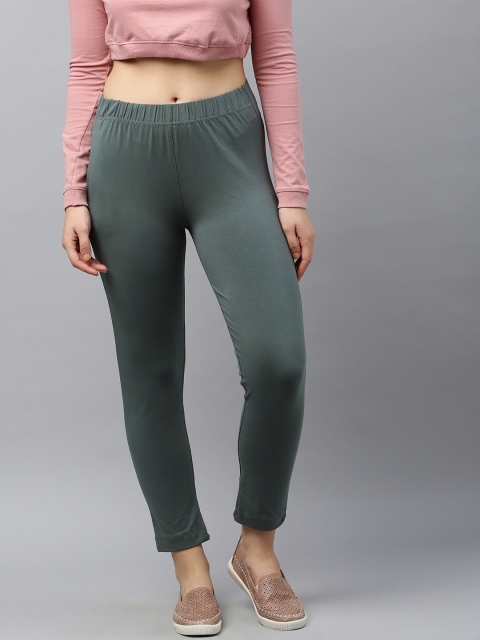 

LYRA Women Charcoal Grey Solid Regular Cropped Trousers