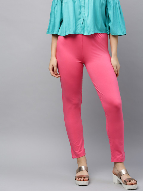 

LYRA Women Pink Solid Regular Trousers