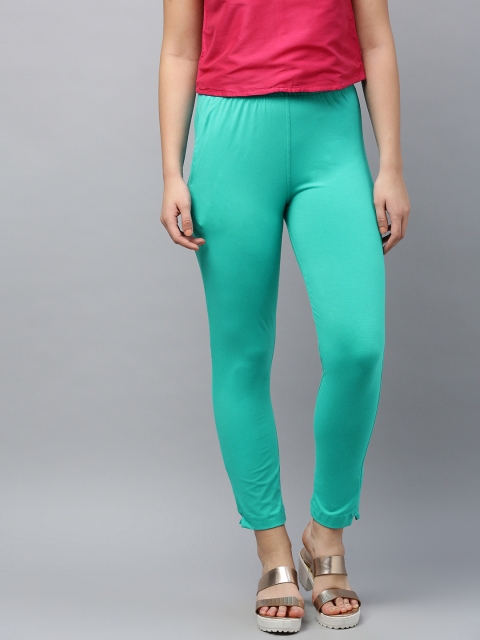 

LYRA Women Turquoise Blue Solid Regular Cropped Trousers