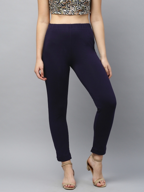 

LYRA Women Navy Blue Solid Regular Trousers