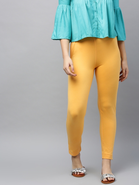 

LYRA Women Yellow Solid Regular Trousers