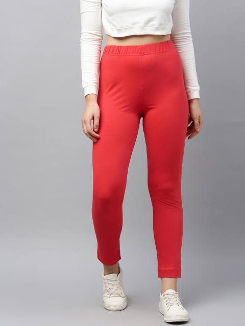 

LYRA Women Red Solid Regular Cropped Trousers