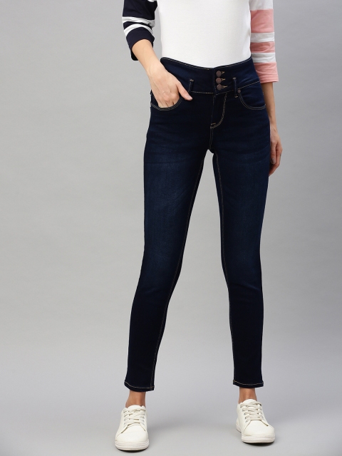 

HERE&NOW Women Blue Skinny Fit High-Rise Clean Look Stretchable Jeans