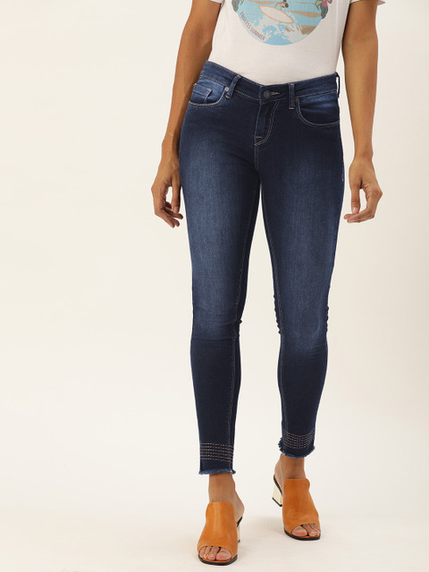 

Moda Rapido Women Blue Skinny Fit Mid-Rise Clean Look Stretchable Cropped Jeans