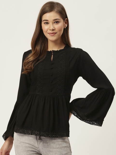 

HERE&NOW Women Black Solid Peplum Top