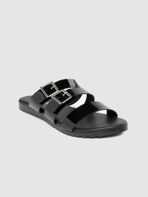 

The Roadster Lifestyle Co Women Black Solid Open Toe Flats