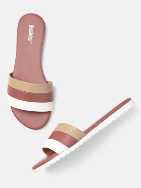 

Roadster Women Beige & Pink Colourblocked Open Toe Flats