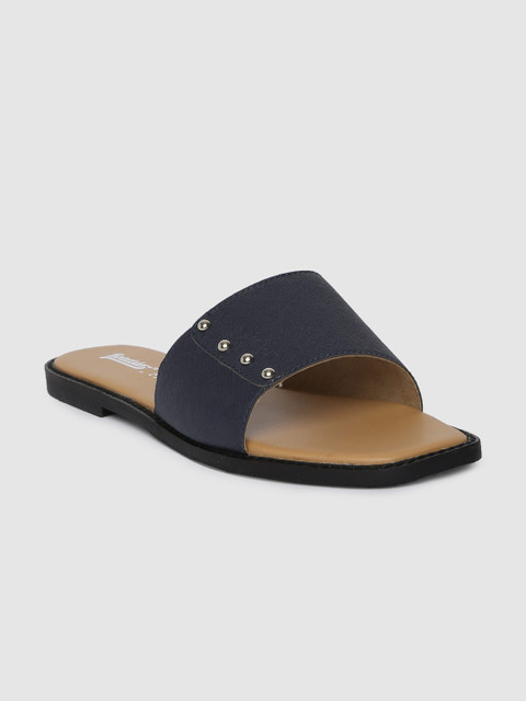 

Roadster Women Navy Blue Textured Open Toe Flats