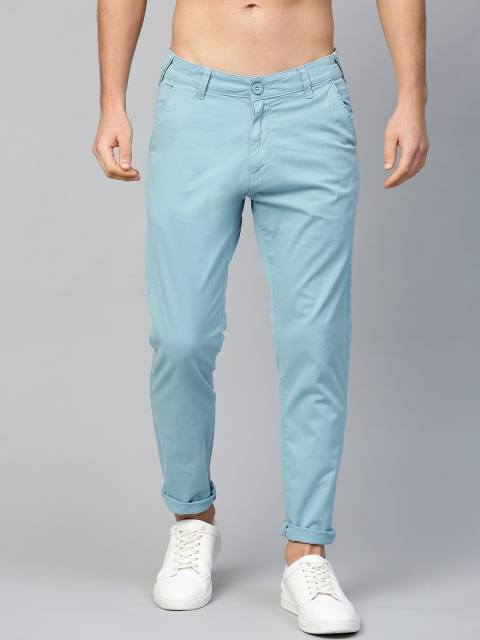 

HERE&NOW Men Blue Regular Fit Solid Regular Trousers