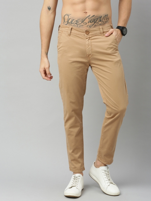 

HERE&NOW Men Beige Slim Fit Solid Regular Trousers