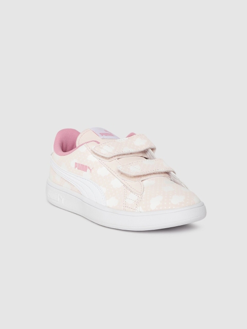 

Puma Girls White & Pink Smash V2 Sneakers