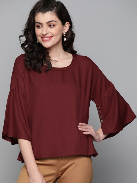 

HERE&NOW Women Maroon Solid Top