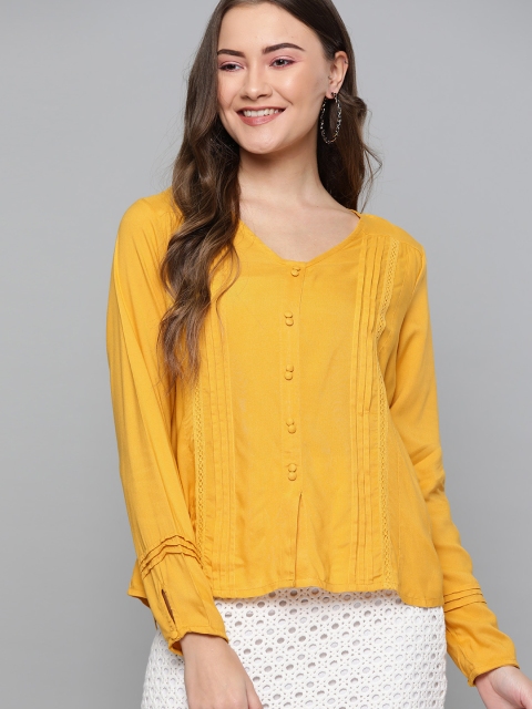 

HERE&NOW Women Yellow Solid Top