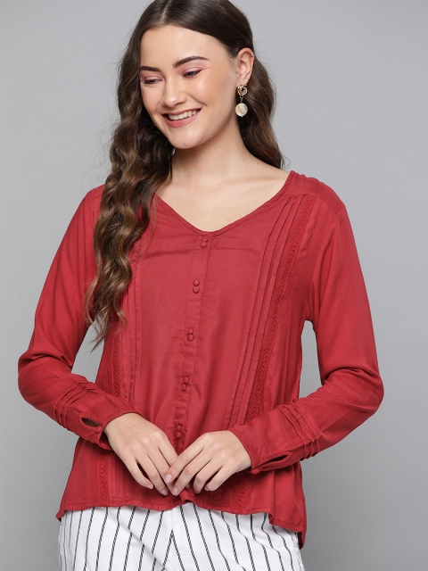 

HERE&NOW Women Rust Red Solid Top