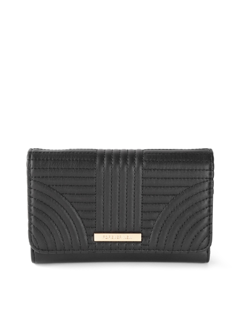

Forever New Women Black Quilted Three Fold Wallet