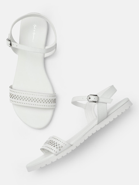 

Mast & Harbour Women White Solid Open Toe Flats