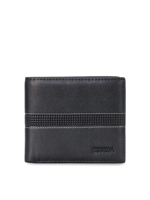 

ESBEDA Men Black Solid Two Fold Wallet with Textured Detail