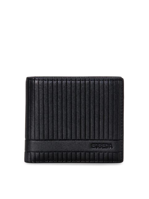 

ESBEDA Men Black Self Striped Two Fold Wallet