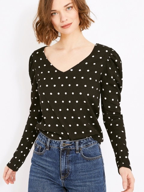 

promod Women Black & White Printed Top