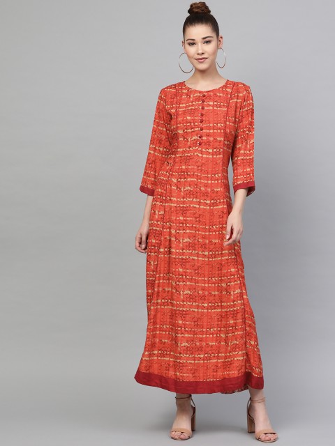 

Shree Women Red & Beige Printed Maxi Dress