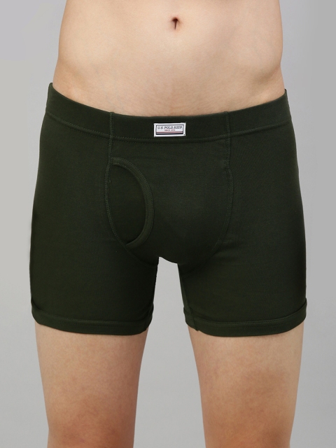 

U.S. Polo Assn. Men Olive Green Solid Pure Cotton Trunks I662-179-P1-XL