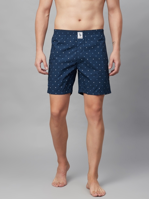 

U.S. Polo Assn. Men Navy Blue Star Printed Pure Cotton Boxers Y9I600-CU1-PR