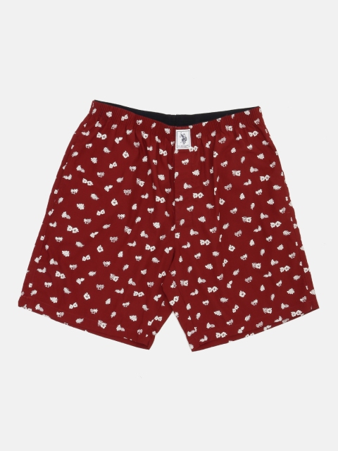 

U.S. Polo Assn. Men Maroon & White Printed Pure Cotton Boxers Y9I600-CR1-PR-L