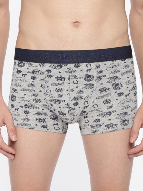 

U.S. Polo Assn. Men Grey Melange & Navy Blue Printed Trunks Z9I616-CN1-PR