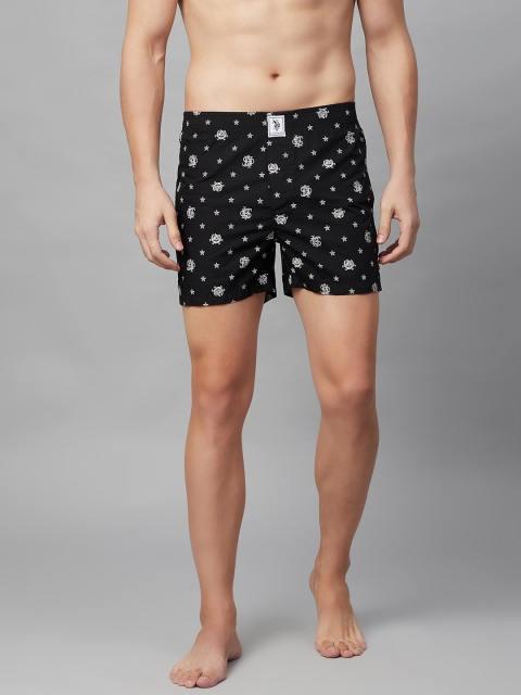 

U.S. Polo Assn. Men Black & White Star Printed Pure Cotton Boxers I657-CI1-PR