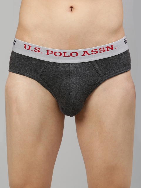

U.S. Polo Assn. Men Charcoal Grey Solid Comfort Fit Briefs X9I005-031-PL