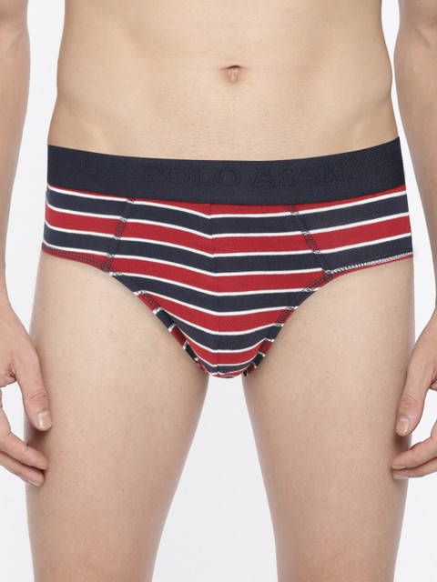 

U.S. Polo Assn. Men Navy Blue & Red Striped Briefs Y9I001-980-ST