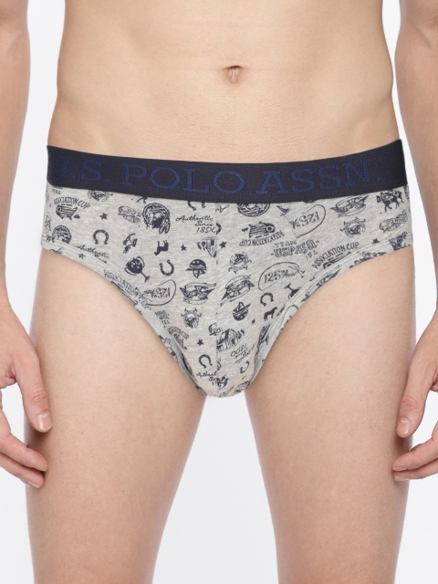 

U.S. Polo Assn. Men Grey Melange & Navy Blue Printed Briefs Z9I615-CN1-PR