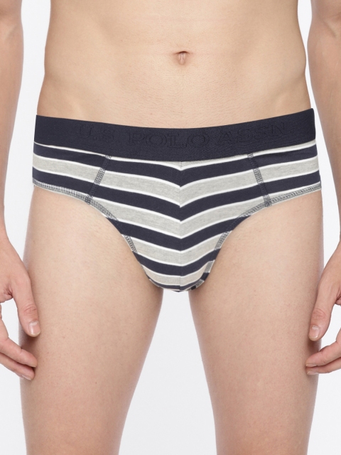 

U.S. Polo Assn. Men Navy Blue & Grey Melange Striped Briefs Y9I001-981-ST