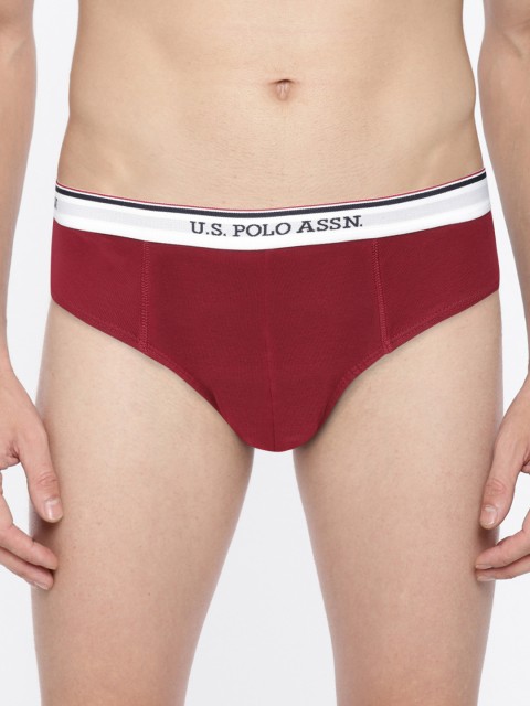 

U.S. Polo Assn. Men Maroon Cotton Solid Briefs I666-006-P1