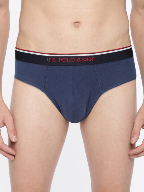 

U.S. Polo Assn. Men Navy Cotton Solid Briefs I666-179-P1, Navy blue