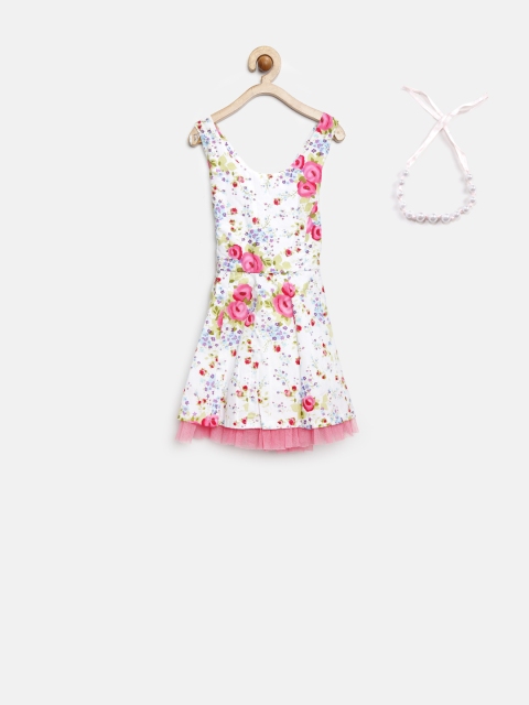 

Gini and Jony Girls White Floral Print Fit & Flare Dress