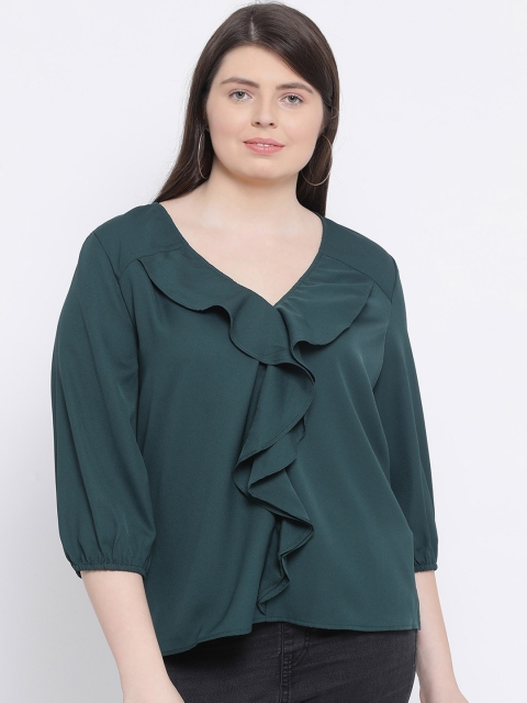 

Oxolloxo Women Green Solid A-Line Top