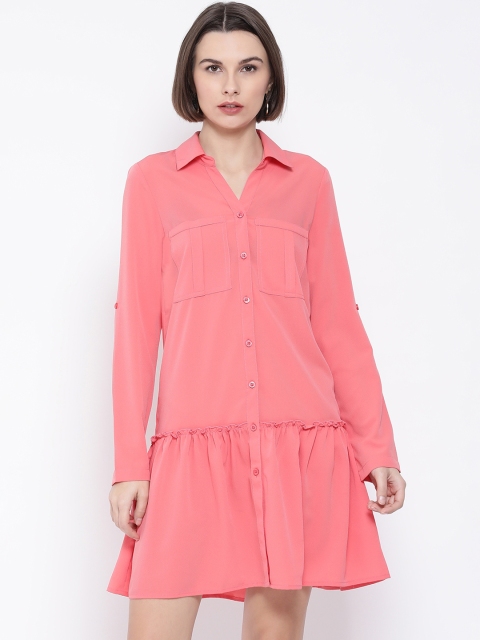 

Oxolloxo Women Pink Solid Shirt Dress