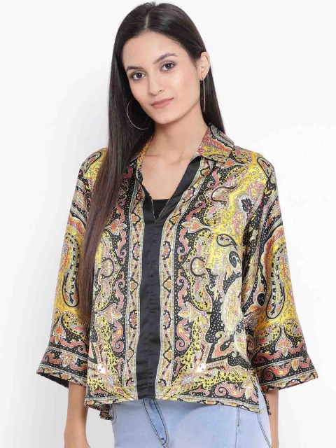 

Oxolloxo Women Yellow Printed Shirt Style Top