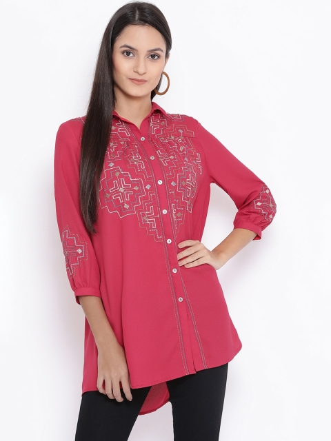 

Oxolloxo Women Pink Comfort Regular Fit Solid Casual Shirt