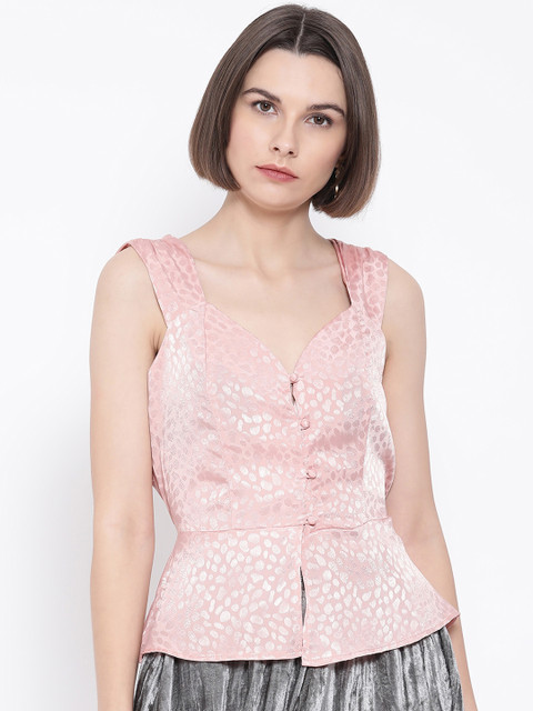 

Oxolloxo Women Pink Printed Peplum Top