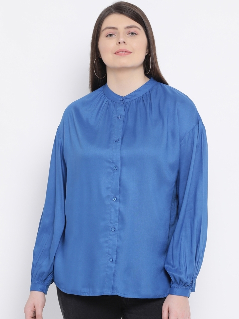 

Oxolloxo Women Blue Comfort Regular Fit Solid Casual Shirt