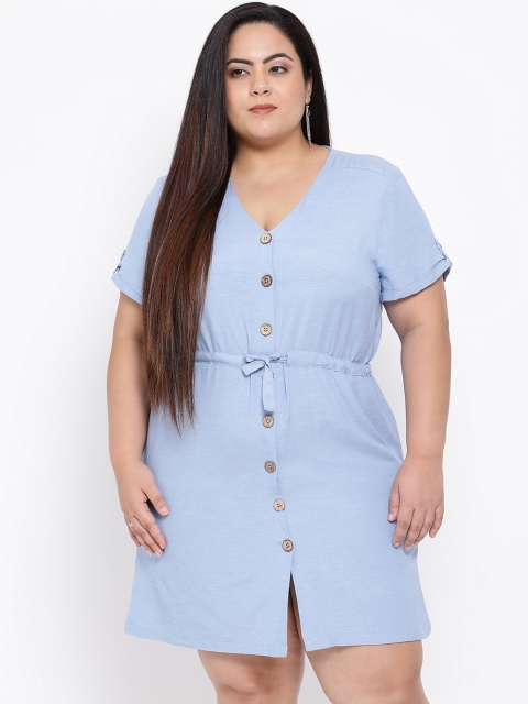

Oxolloxo Women Blue Solid Fit and Flare Dress