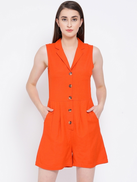 

Oxolloxo Women Orange Solid Playsuit