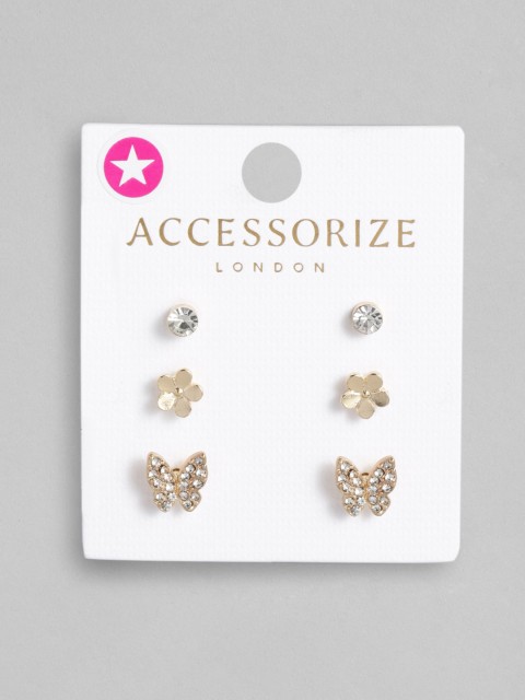 

Accessorize Set Of 3 Gold-Toned Quirky Studs