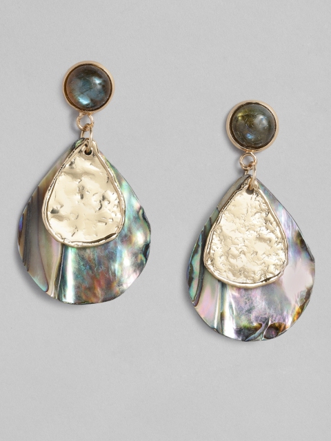 

Accessorize Gold-Toned & Green Teardrop Shaped Drop Earrings